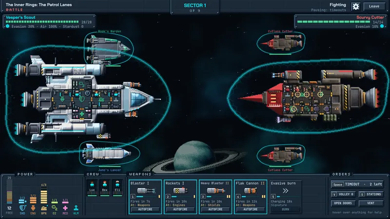 A fleet of player ships fighting a corsair together